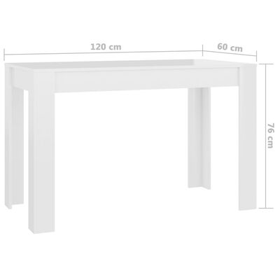 vidaXL Tavolo da Pranzo Bianco Lucido 120x60x76 cm Legno Multistrato