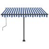 vidaXL Tenda da Sole Retrattile Manuale con LED 300x250cm Blu e Bianco