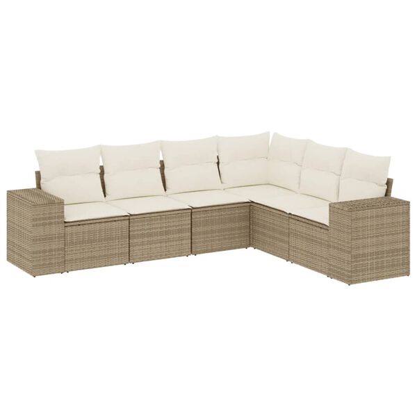 vidaXL Set Divano da Giardino 6 pz con Cuscini Beige in Polyrattan