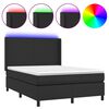 vidaXL Giroletto a Molle con Materasso e LED Nero 140x190cm Similpelle