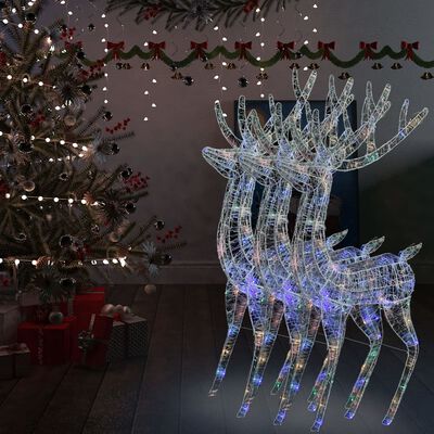 vidaXL Renne di Natale XXL in Acrilico 250 LED 3 pz 180 cm Multicolore