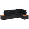 vidaXL Set Divano da Giardino 5 pz Nero Poly Rattan