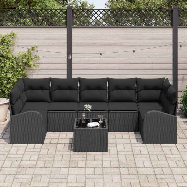 vidaXL Set Divano da Giardino Nero 55 x 55 x 37 cm polyrattan