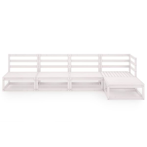 vidaXL Set Divani da Giardino 5 pz Bianco in Legno Massello di Pino