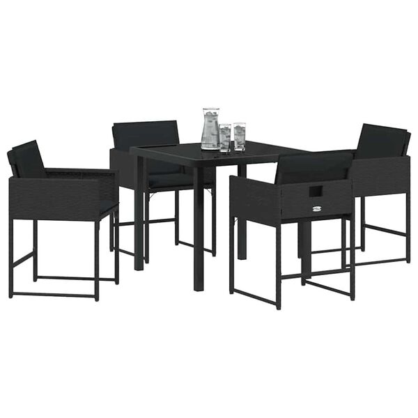 vidaXL Set da Pranzo per Giardino 5 pcs Nero polyrattan