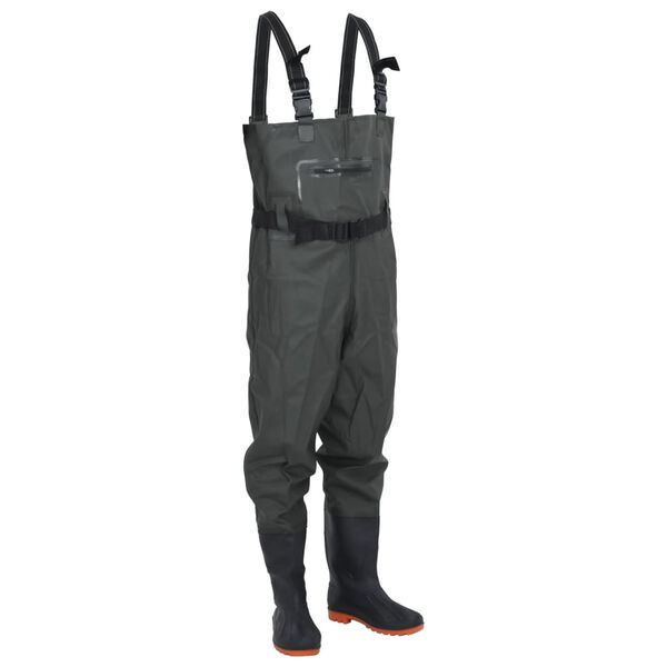 vidaXL Wader con Stivali e Cintura Verde Scuro Taglia 45