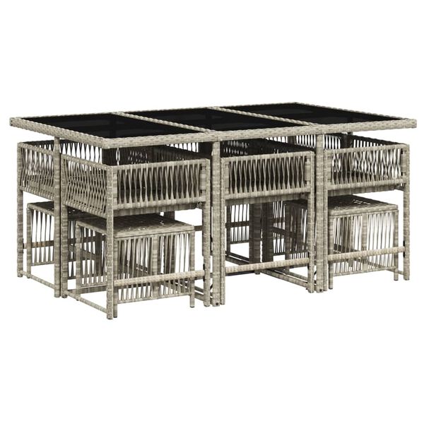 vidaXL Set Pranzo Giardino 11pz con Cuscini Grigio Chiaro Polyrattan