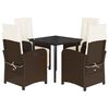 vidaXL Set da Pranzo da Giardino 5pz con Cuscini in Polyrattan Marrone