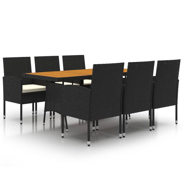vidaXL Set da Pranzo per Esterni 7 pz in Polyrattan Nero