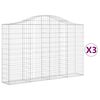 vidaXL Cesti Gabbioni ad Arco 3 pz 200x30x120/140 cm Ferro Zincato