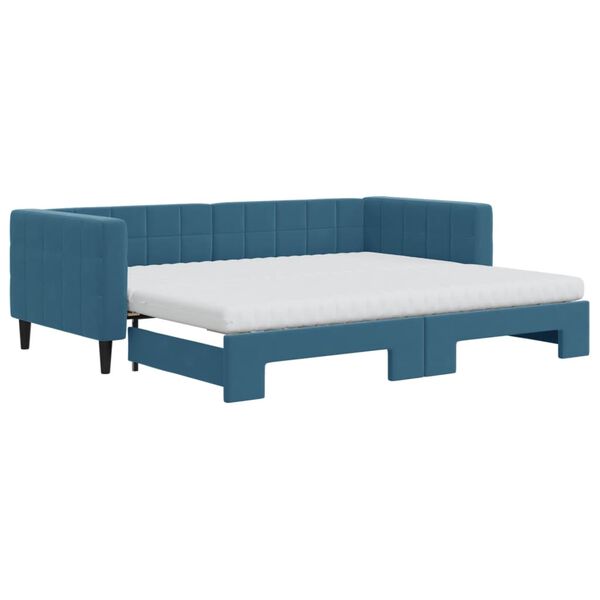 vidaXL Divano Letto Estraibile con Materassi Blu 90x200 cm Velluto