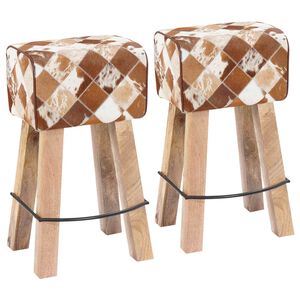 vidaXL Sgabello da bar 2 pz Marrone Patchwork 44 x 33 x 74 cm