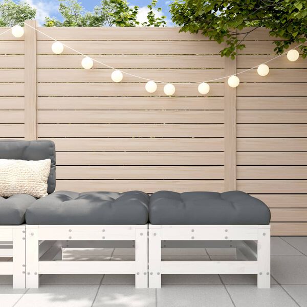 vidaXL Poggiapiedi Giardino con Cuscini 2pz Legno Massello Pino Bianco