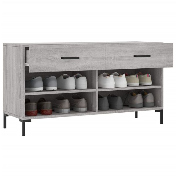 vidaXL Panca Porta Scarpe Grigio Sonoma 102x35x55 cm Legno Multistrato