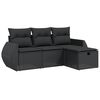 vidaXL Set Divani da Giardino 4 pz con Cuscini Nero in Polyrattan