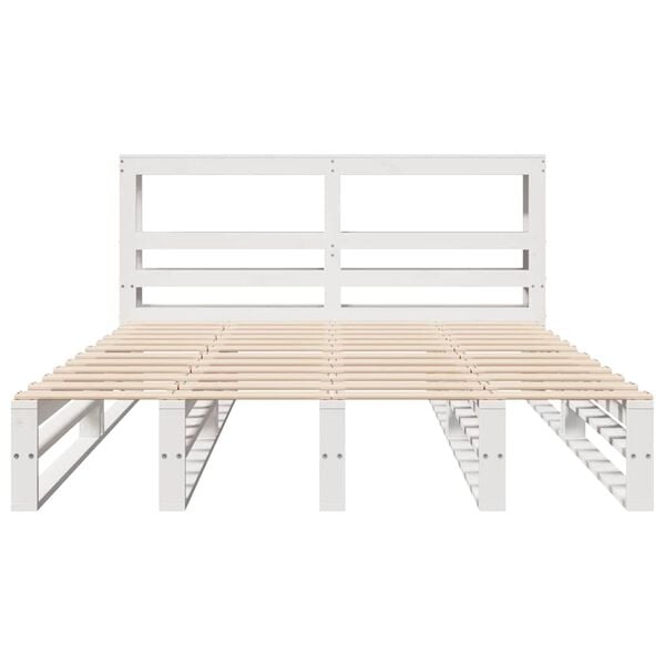 vidaXL Giroletto con Testiera Bianco 120x200 cm Legno Massello di Pino