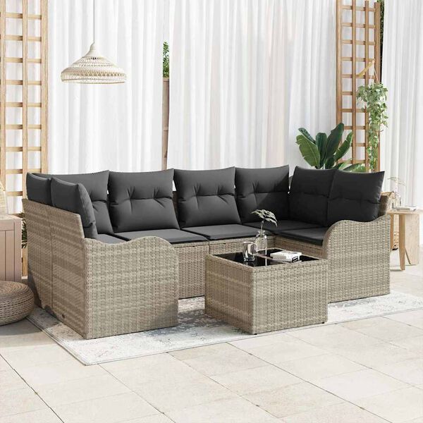 vidaXL Set Divano da Giardino 7 pcs Grigio chiaro 55 x 55 x 37 cm