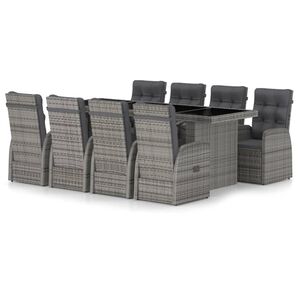 VidaXL Set Da Pranzo Giardino 5 Pezzi In Polyrattan Grigio – Con Cuscini, Divani E Tavolo