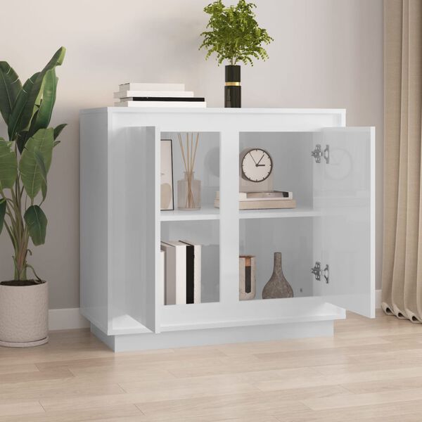 vidaXL Credenza Bianco Lucido 80x34x75 cm in Legno Multistrato