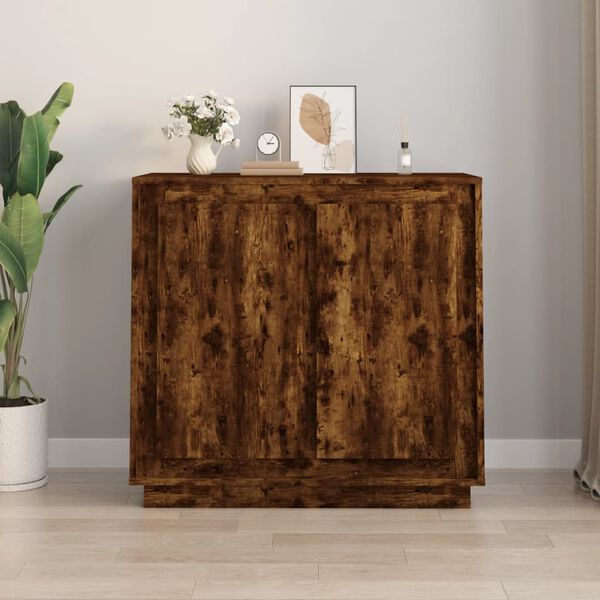vidaXL Credenza Rovere Fumo 80x34x75 cm in Legno Multistrato