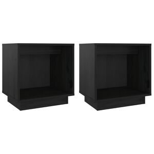 vidaXL Comodini 2 pz Neri 40x30x40 cm in Legno Massello di Pino