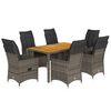 vidaXL Set da Pranzo da Giardino 7 pz con Cuscini in Polyrattan Grigio