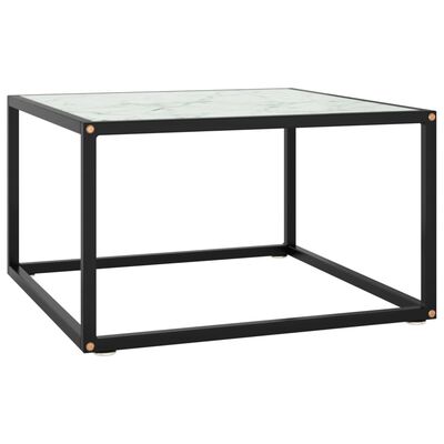 vidaXL Tavolino da Salotto Nero con Vetro Marmo Bianco 60x60x35 cm