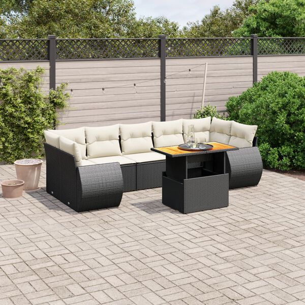 vidaXL Set Divani da Giardino con Cuscini 8 pz Nero in Polyrattan
