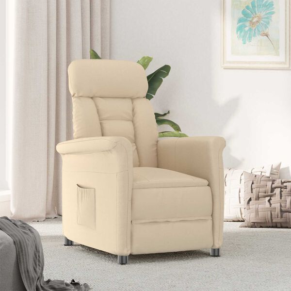 vidaXL Poltrona Recliner Crema Crema 70.5 x 96.5 x 95 cm