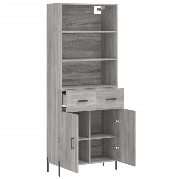 vidaXL Credenza Grigio Sonoma 69,5x34x180 cm in Legno Multistrato