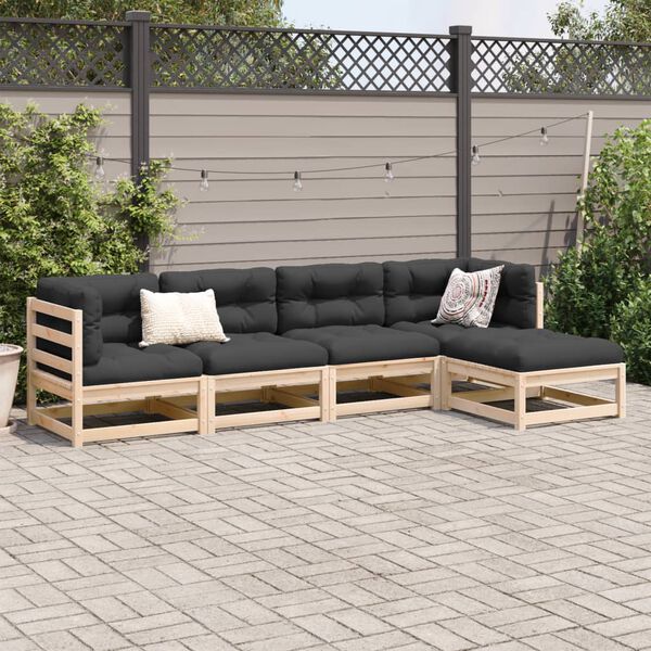 vidaXL Set Divani da Giardino 5 pz in Legno Massello di Pino