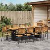vidaXL Set da Pranzo per Giardino 11 pcs Nero 240 x 90 x 75 cm