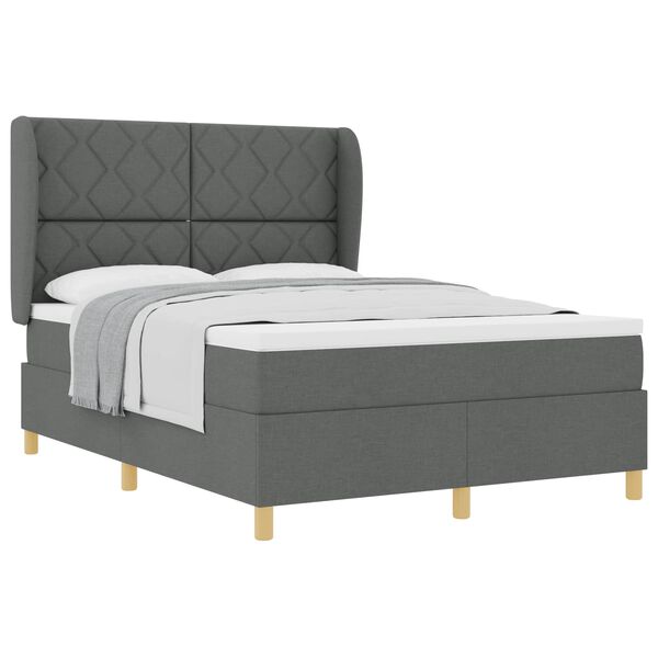 vidaXL Letto con molle e materasso Grigio Scuro 90x190 cm Tessuto