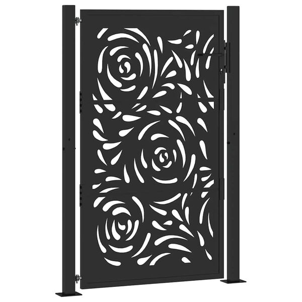 vidaXL Cancello da giardino nero 100x150 cm in acciaio con design a fiamma