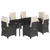 vidaXL Set da Pranzo da Giardino 7 pz Nero con Cuscini in Polyrattan