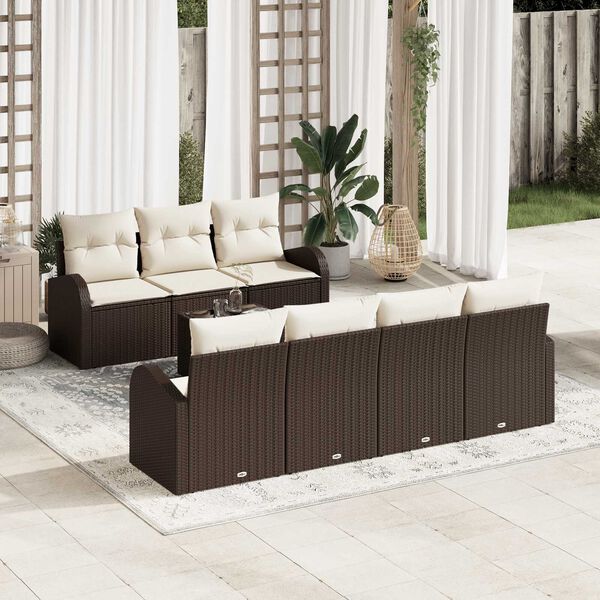 vidaXL Set Divano da Giardino Marrone 55 x 55 x 37 cm polyrattan