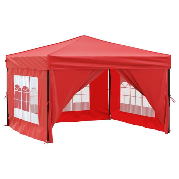 vidaXL Tenda per Feste Pieghevole con Pareti Laterali Rosso 3x3 m