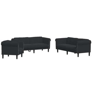 vidaXL Set di Divani 3 pz Nero in Velluto