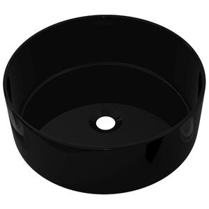 vidaXL Lavandino Tondo in Ceramica Nero 40 x 15 cm