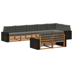 vidaXL Set di divani da esterno con cuscino 8 pcs Naturale e Antracite