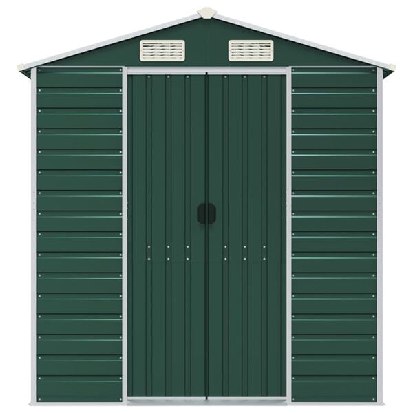 vidaXL Capanno da Giardino Verde 191x895x198 cm in Acciaio Zincato