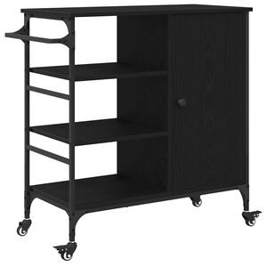 vidaXL Carrello da Cucina Rovere Nero 87,5 x 39 x 84,5 cm