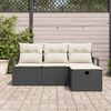vidaXL Set di divani con cuscino 4 pcs Nero e Crema polyrattan