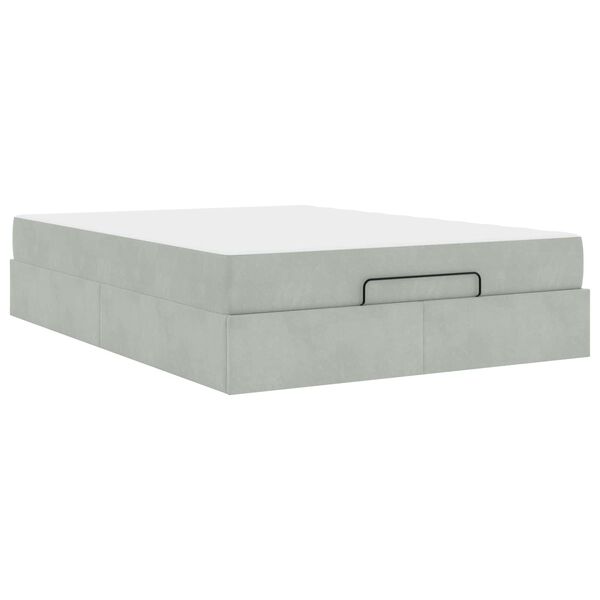 vidaXL Struttura letto con materasso 2 pcs Grigio chiaro Velluto