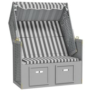 vidaXL Strandkorb con Tettoia Polyrattan Legno Massello Grigio Bianco
