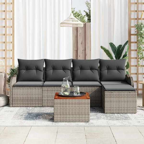 vidaXL Set Divano da Giardino 6 pcs Grigio