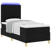 vidaXL Letto a Sorgente LED con materasso Nero 100 x 200 cm Tessuto