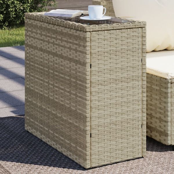 vidaXL Tavolo Giardino Piano Vetro Grigio Chiaro 58x27,5x55 Polyrattan
