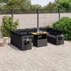 vidaXL Set Divani da Giardino 10pz con Cuscini in Polyrattan Nero