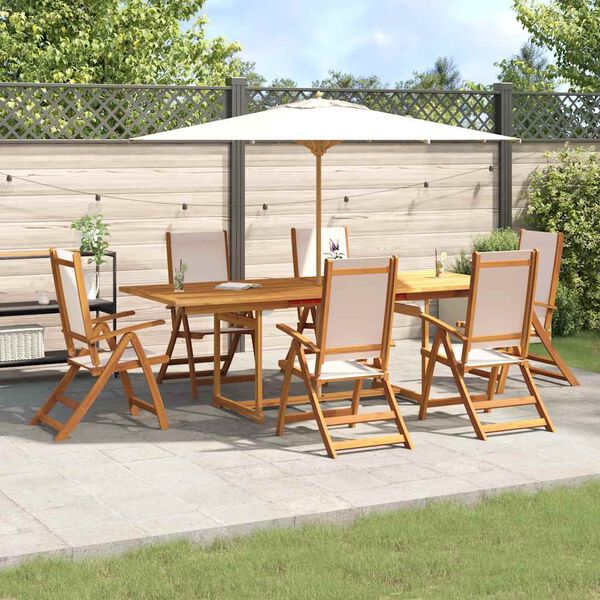 vidaXL Set Pranzo da Giardino 7pz Legno Massello di Acacia e Textilene